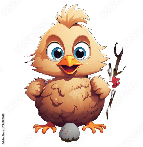cartoon chicken with Easter egg