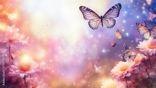 magic soft  background with  light  and  blooming  flowers banner © Ekaterina Senakosava