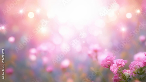 magic soft  background with  light  and  blooming  flowers banner