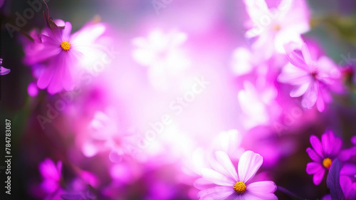 magic soft background with light and blooming flowers banner