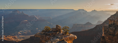 Sunrise over Grand Canyon, panoramic view