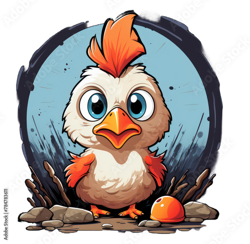 Cute cartoony Hen with Easter Eggs