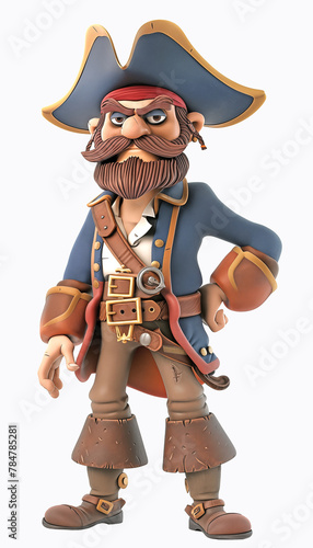 Cartoon Pirate character in full growth  in a cocked hat cartoon 3D render  © NADEZHDA
