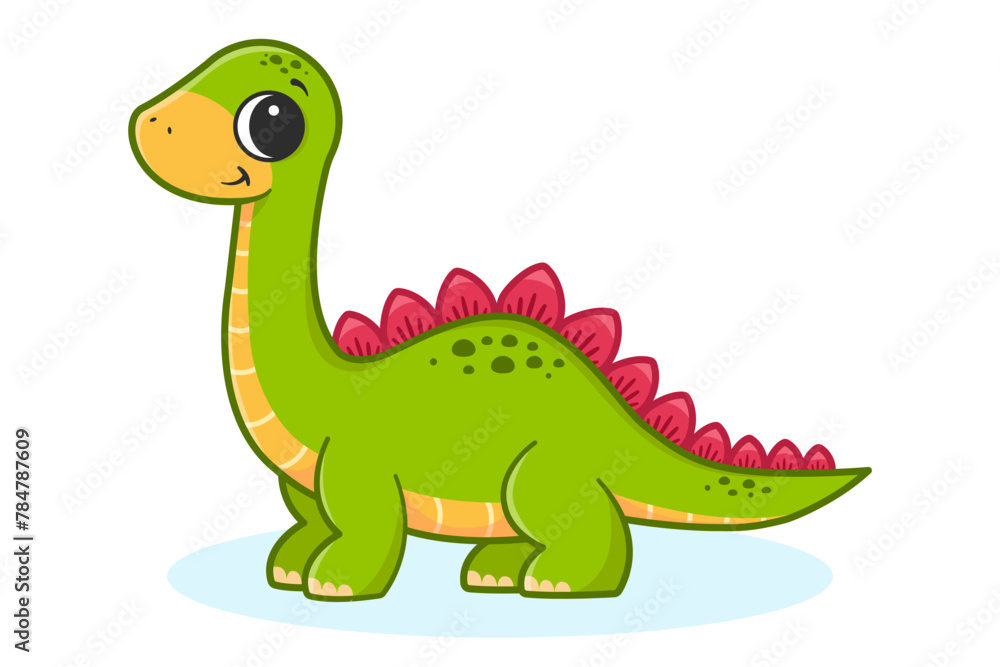 Fototapeta premium Little cute dinosaur. Illustration for children. For poster, stickers, card, game.
