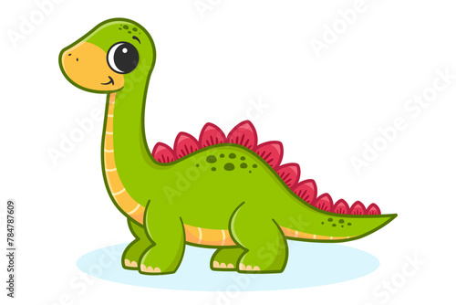 Little cute dinosaur. Illustration for children. For poster,  stickers, card,  game. © Mayart