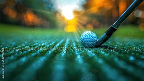 Golf club swinging in motion with blurred background, power and precision photo
