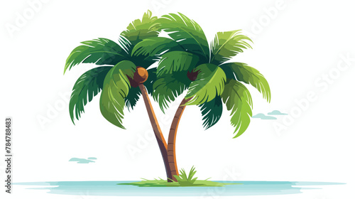 Vector illustration a green tropical palm tree on a