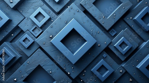 3D square modern illustration. Variant in blue