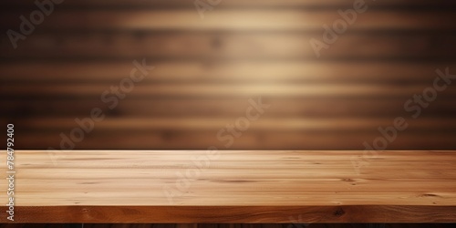 Brown background with a wooden table, product display template. brown background with a wood floor. Brown and white photo of an empty room for presentation