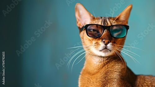 Abyssinian cat in sunglasses