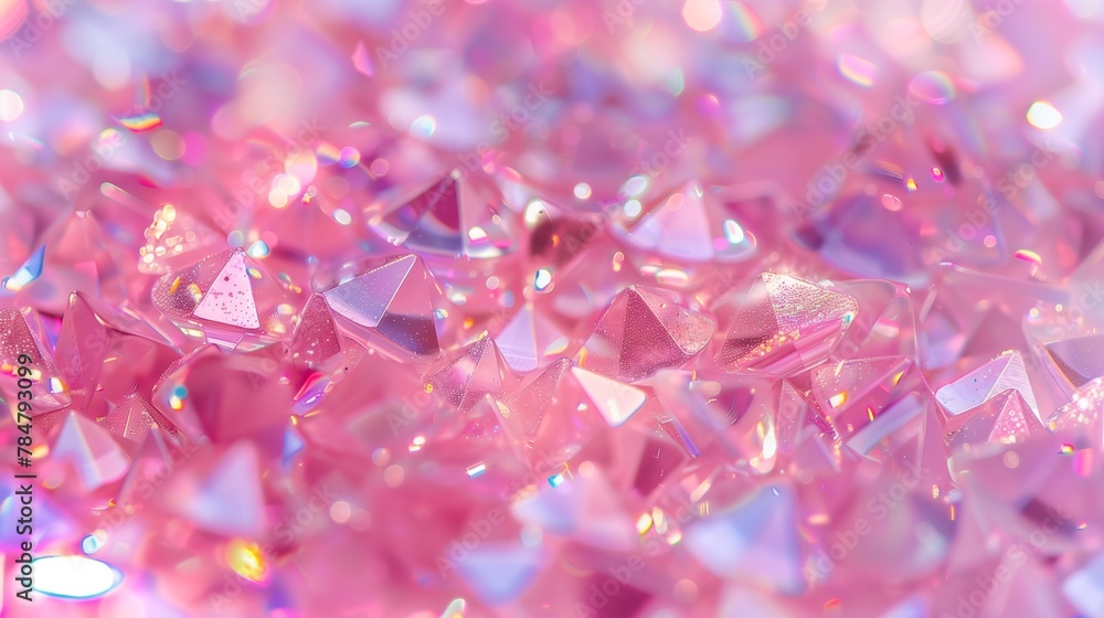 Fototapeta premium A pattern with pastel light pink color rhinestone. Crystals, diamonds, sparkling. Generated by artificial intelligence.