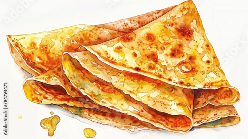 Vibrant Watercolor of Authentic Thai Sweet Mung Bean Crepes