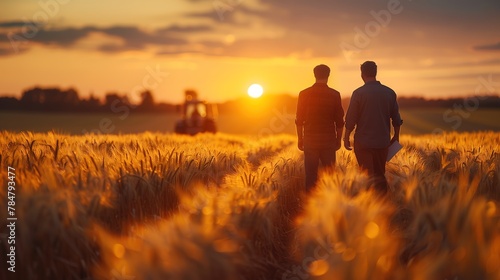 Farmer Stands In Wheat Field With Folder In Hands