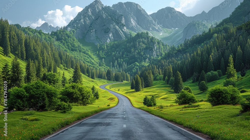 Beautiful Highway Road with untouched nature around