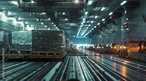 Cargo Security: Highlight security measures related to air cargo, such as screening equipment, security personnel conducting checks, and secure storage areas for high-value. Generative AI © Hokmiran