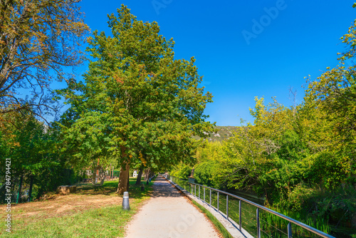 Ona park Burgos, Castile and León, Spain with beautiful green trees near the secret garden