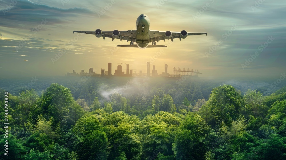 Environmental Impact: Address the environmental aspect of air cargo by capturing eco-friendly initiatives such as electric cargo vehicles, sustainable packaging practices. Generative AI - obrazy, fototapety, plakaty 