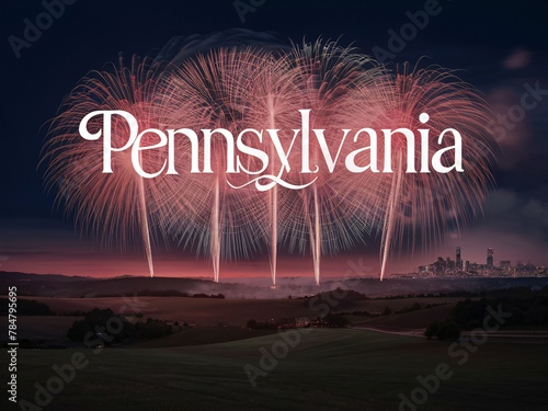 Keystone Celebration: Dazzling Fireworks over Pennsylvania Countryside