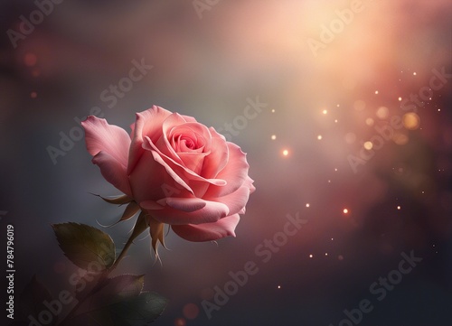 Pink roses on a black  night  romantic background to your Text