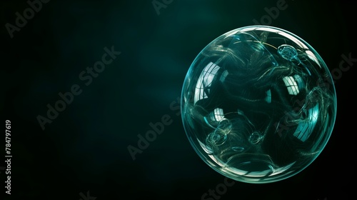 Wallpaper Mural A sphere made of glass, clear and transparent, front view, black background, glass bubble. Generated by artificial intelligence. Torontodigital.ca