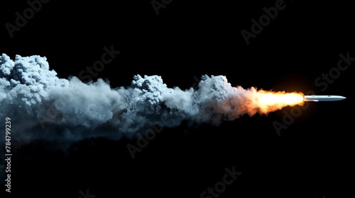 Rocket cruise missile, balistic missile taking of leaving trail of smoke © Meta