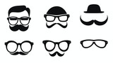 Vector illustration of hipster men glasses and must