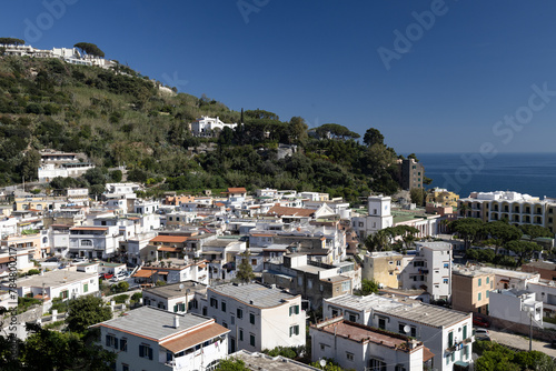 Aerial view of Lacco Ameno, a coastal village in the Ischia Island © Pfmphotostock