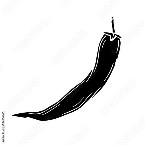 Silhouette of a hot chili pepper pod. Vector graphics.	