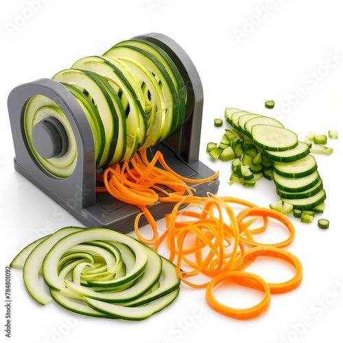 Spiral vegetable slicer for good health, isolated on white photo