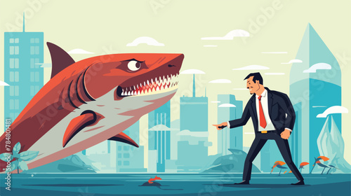 Vector Illustration of Shark as a businessman corpo photo