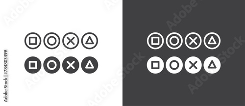 Video Game button, Game console. Game joystick vector, Game controller symbol signs, Gamepad icon vector illustration logo template in trendy flat style black and white background.