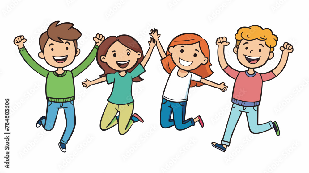 The students are jumping for joy vector illustration The students are jumping for joy vector illustration