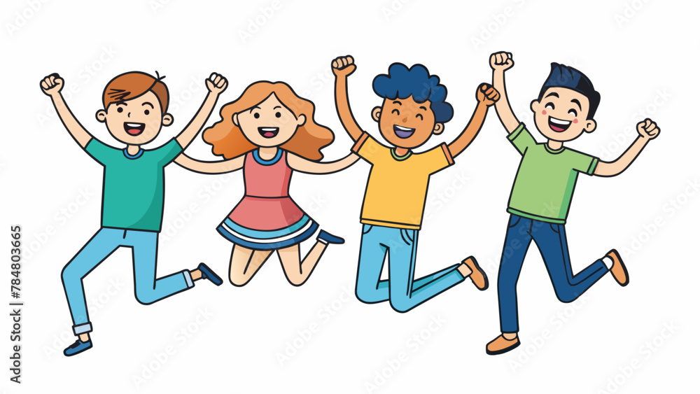 The students are jumping for joy vector illustration The students are jumping for joy vector illustration