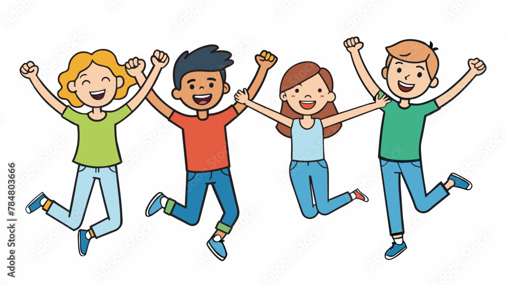 The students are jumping for joy vector illustration The students are jumping for joy vector illustration