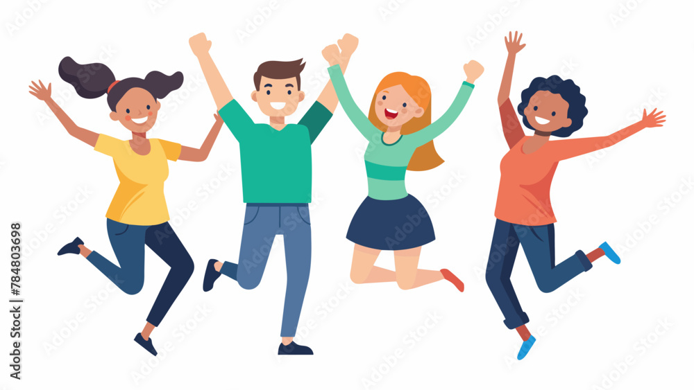 The students are jumping for joy vector illustration