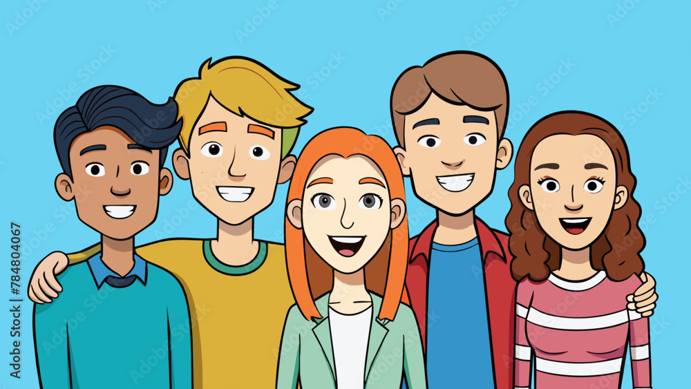 happy group of young people vector illustration happy group of young people vector illustration