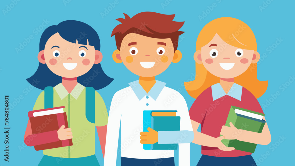 Students with new books vector illustration Students with new books vector illustration