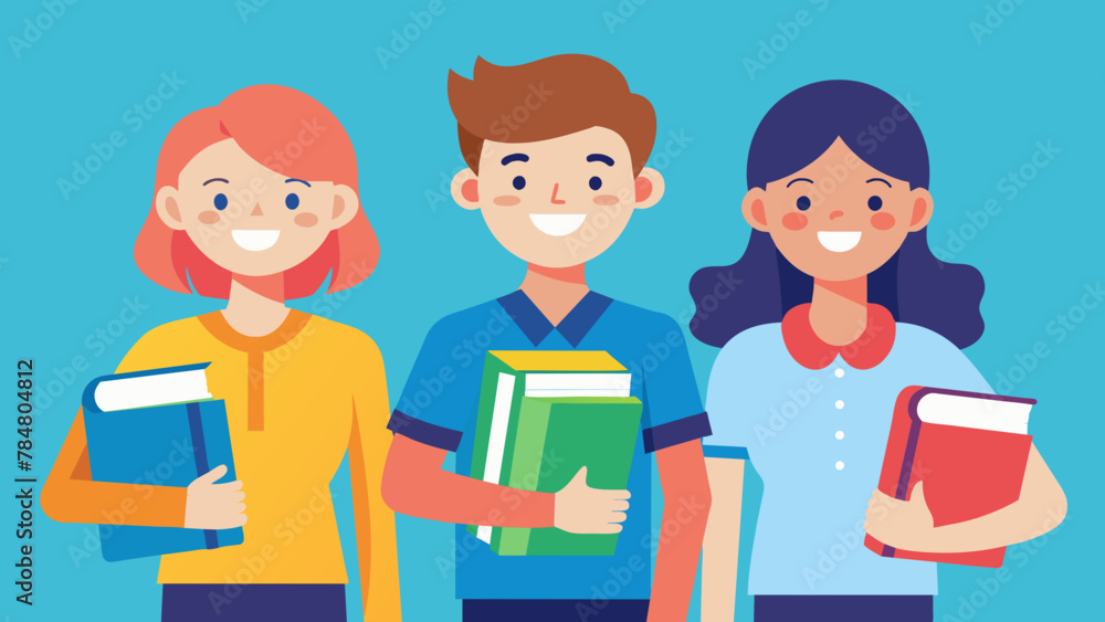 Students with new books vector illustration Students with new books vector illustration