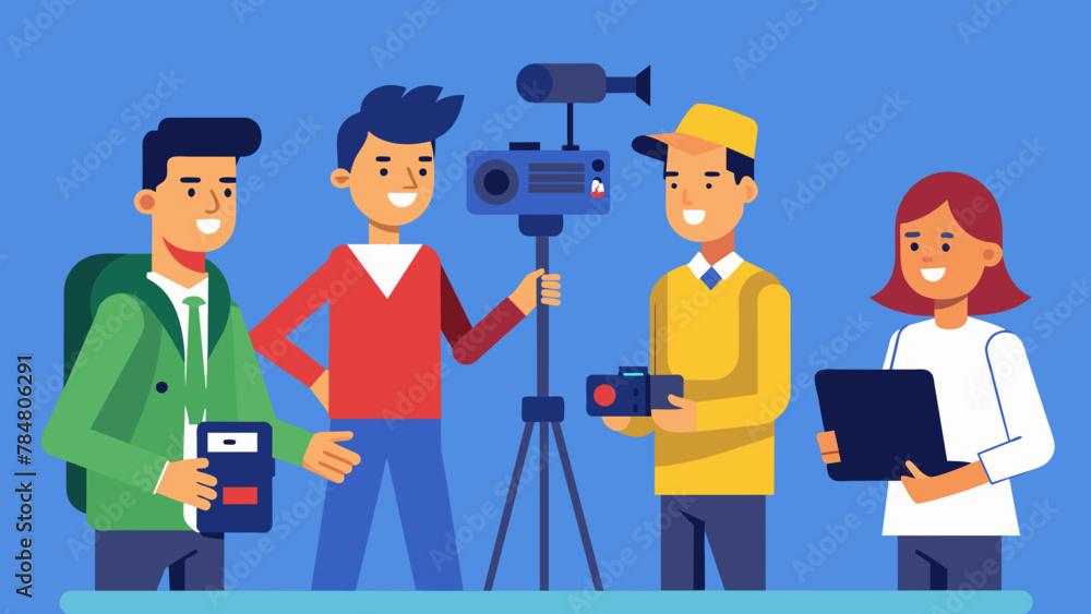 journalists of news channels vector illustration