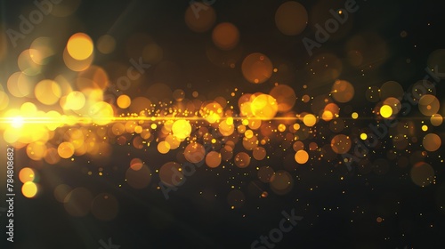 Abstract lens and flare background Lens flare overlay, bokeh flash, golden yellow specks and blurred bokeh