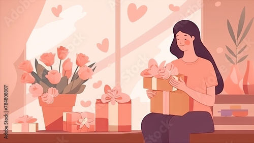 Mother's day flat design, generative AI, AI generated