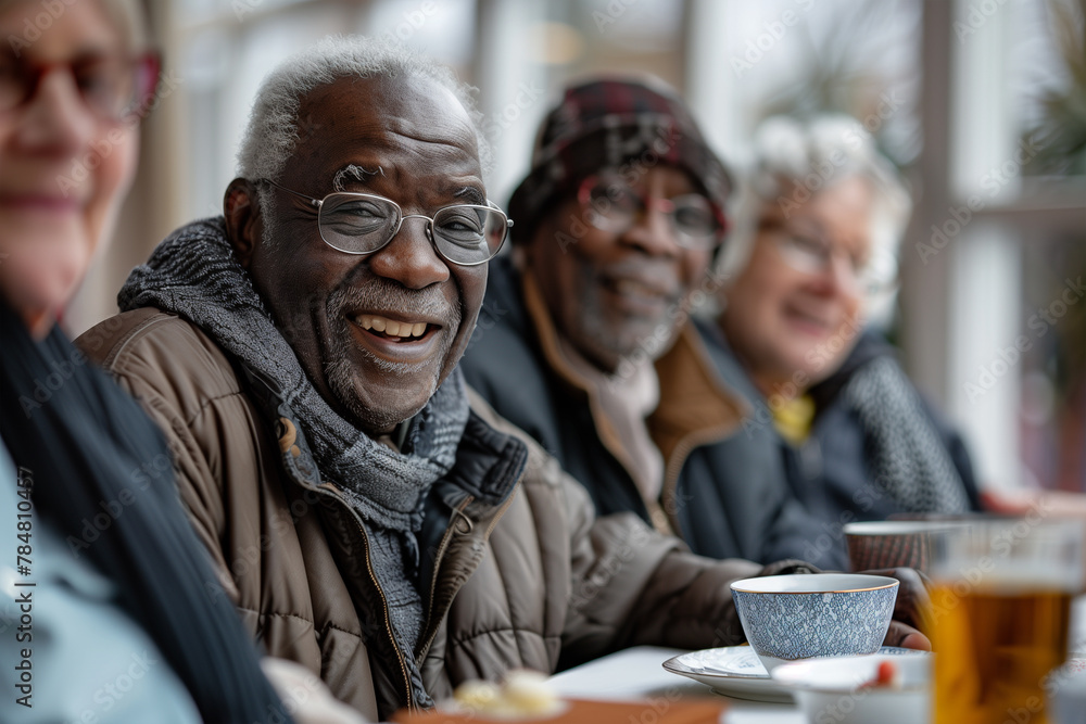 Group of Friends Enjoying Laughter at a Cozy Cafe Group of Friends Enjoying Laughter at a Cozy Cafe