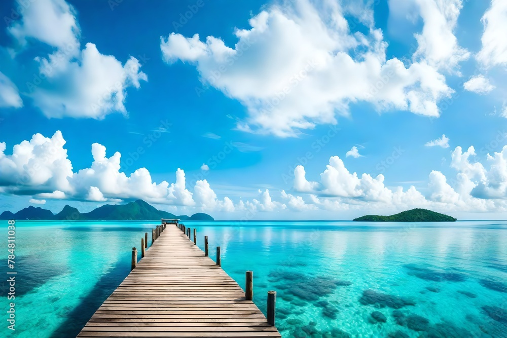 wooden bridge over the sea