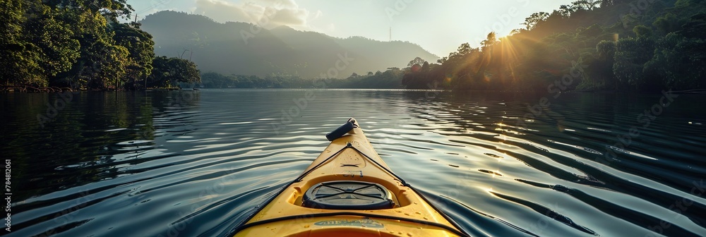 photo of a kayak on the water  - obrazy, fototapety, plakaty 