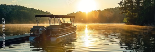 photo of a pontoon boat on the water photo