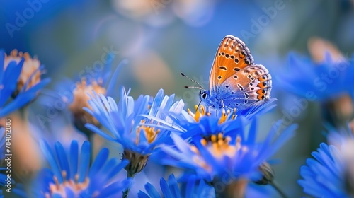 Butterfly Flower Image. Beautiful butterfly on a blue flower.. this photo contains a beautiful butterfly with wings sitting on a blue flower.a nice, cute and newest natural photo of a flower.  ,  photo