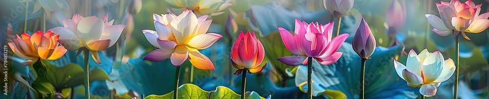Fototapeta premium photo of colorful lotus flowers 