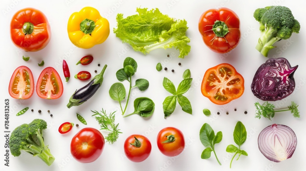 Different vegetables isolate on white background. , Different vegetables isolate on white background. ,