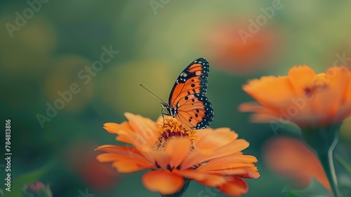 butterfly on flower. Image of a butterfly on flower with blurry background , Generative ai, 
