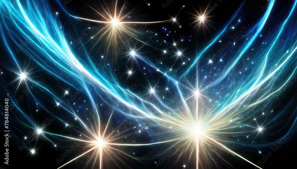 A black background with sparkling stars, illuminated by blue-white plasma light. A black background with sparkling stars, illuminated by blue-white plasma light.
